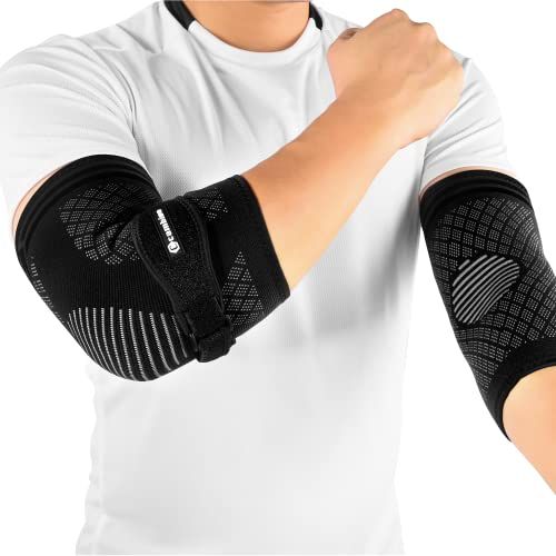 CAMBIVO Elbow Brace Set, 2Pcs Elbow Sleeves + 1 Strap 2