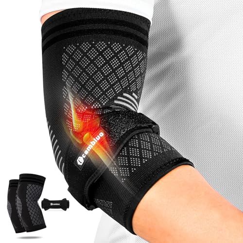 CAMBIVO Elbow Brace Set, 2Pcs Elbow Sleeves + 1 Strap 3